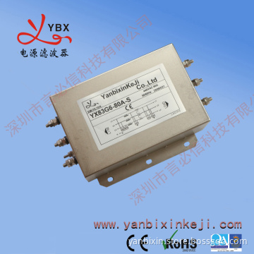 Manufacturer high efficiency 80A three phase low pass noise EMI filter